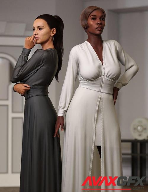 dForce Vintage Lounge Gown for Genesis 8 and 8.1 Females