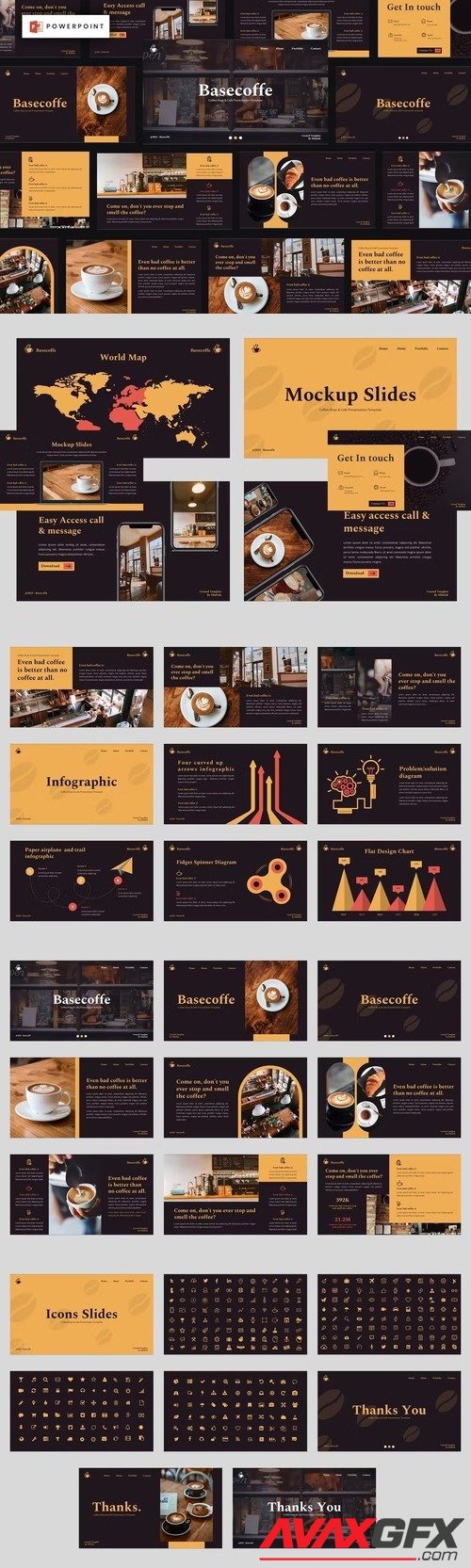 Basecoffe - Coffe & Cafe Shop Powerpoint, Keynote and Google Slides Template
