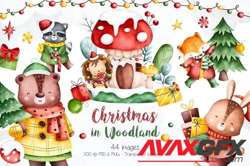 Christmas in Woodland Clipart 9REAYHG