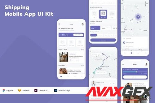 Shipping Mobile App UI Kit XT7UE64