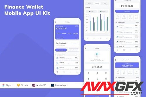 Finance Wallet Mobile App UI Kit JTE9YYM