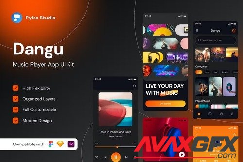 Dangu - Music Player Mobile App UI Kits VPB6B9C