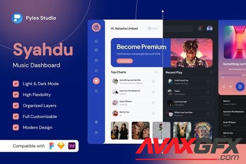 Syahdu - Music Dashboard UI Kits 9C6KB6Y