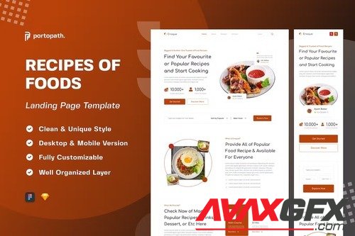 Enaque - Food Recipe Landing Page Y42M4DP