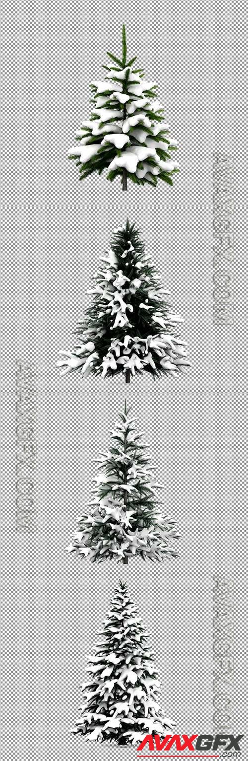 PSD beautiful Christmas tree in snow in 3d rendering isolated