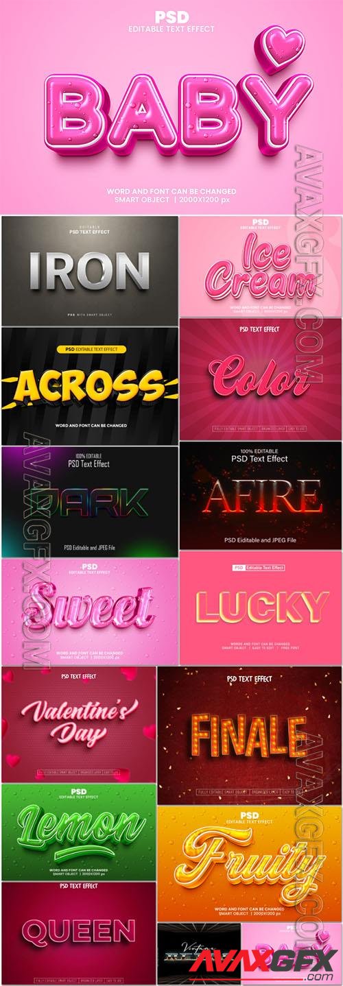 Psd style text effect editable set vol 44