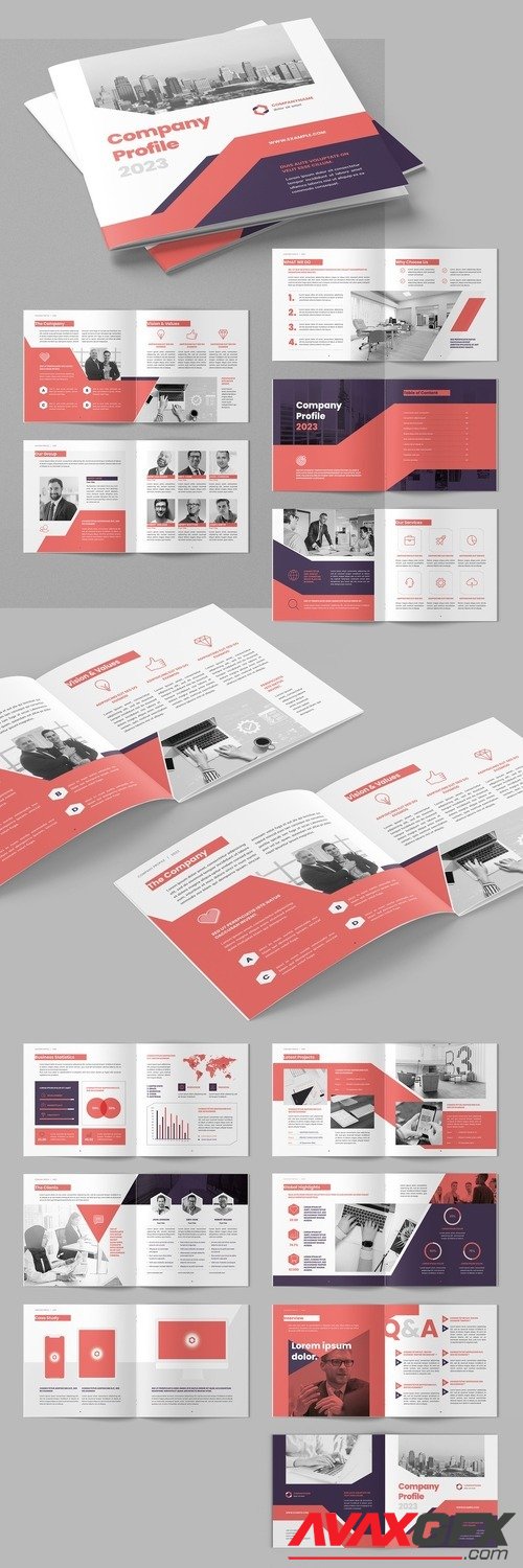 Adobestock - Company Profile Square Layout with Pink Accents 522339903