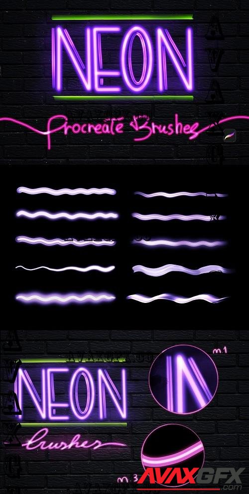 10 Neon Brushes Procreate - 10971696