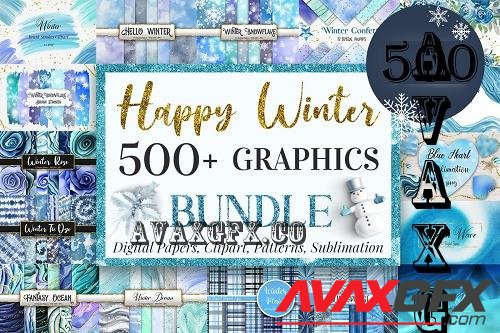 Happy Winter Graphics Bundle - 55 Premium Graphics