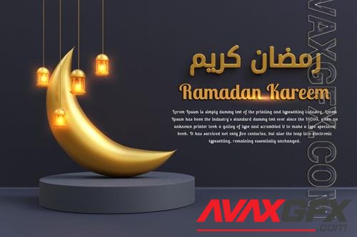 Ramadan kareem islamic background design 3d illustration in psd