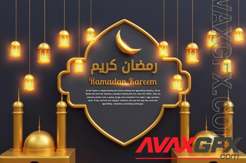 Ramadan kareem islamic psd background design 3d illustration