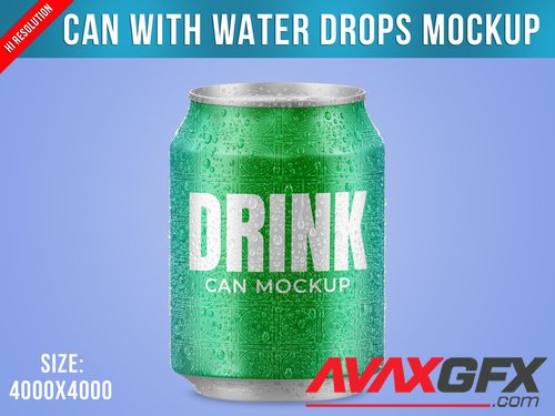 Adobestock - Can with Water Drops Mockup 527900188