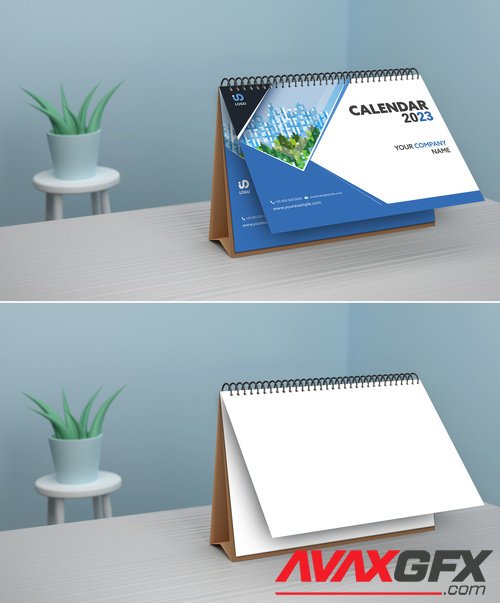 Adobestock - Desk Calendar Mockup with Blue Abstract 527882350