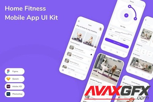 Home Fitness Mobile App UI Kit TPHQ9BA