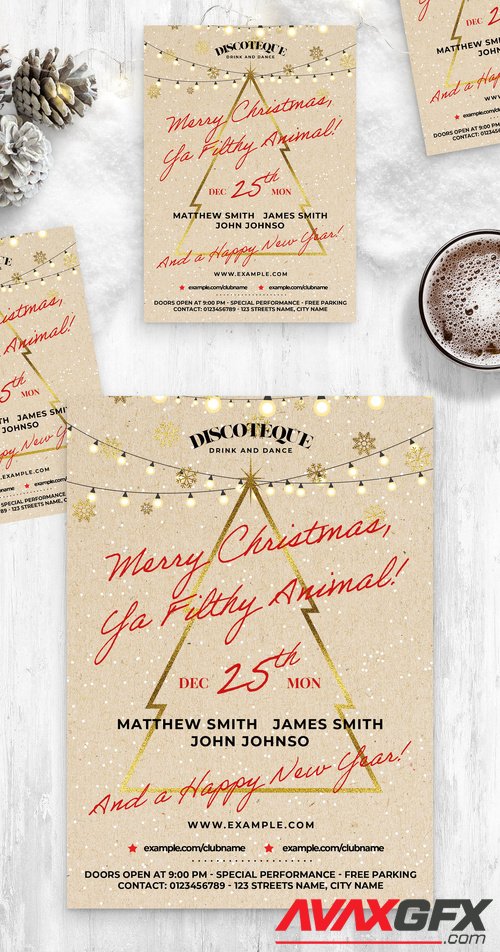 Adobestock - Rustic Christmas Flyer Poster with Tree 532852029