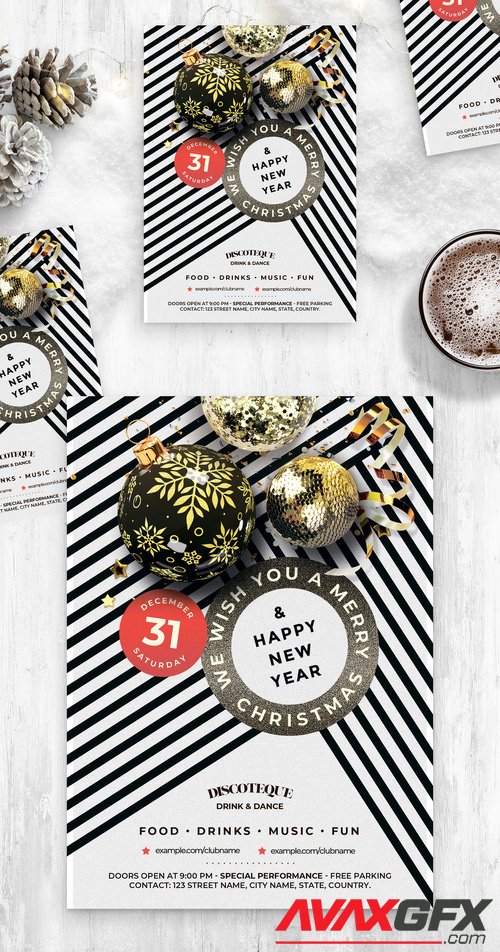 Adobestock - Festive Christmas Flyer with Line Pattern 532852039