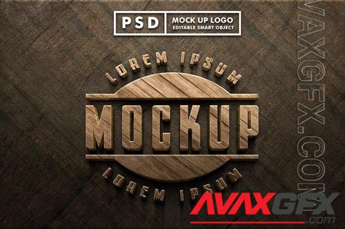 Realistic wood logo mock up premium psd