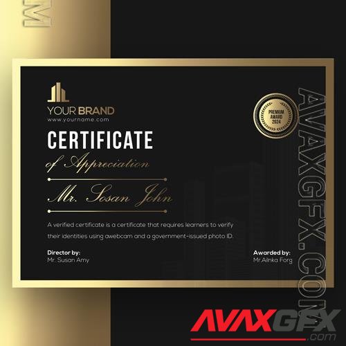 PSD certificate template elegant black golden psd