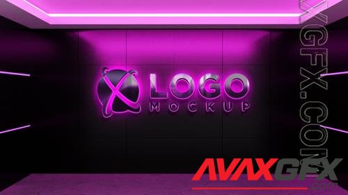 PSD pink neon light effects logo mockup