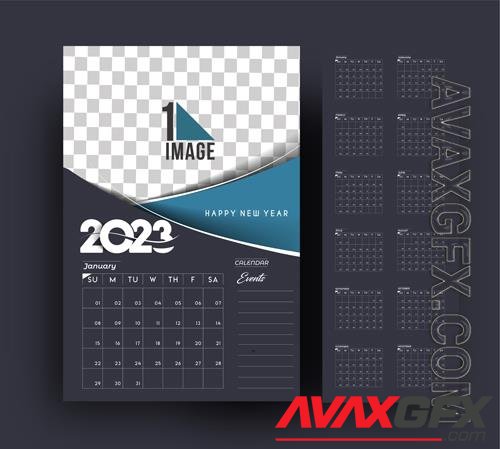 Vector 2023 calendar happy new year design with sapce of your image vol 3