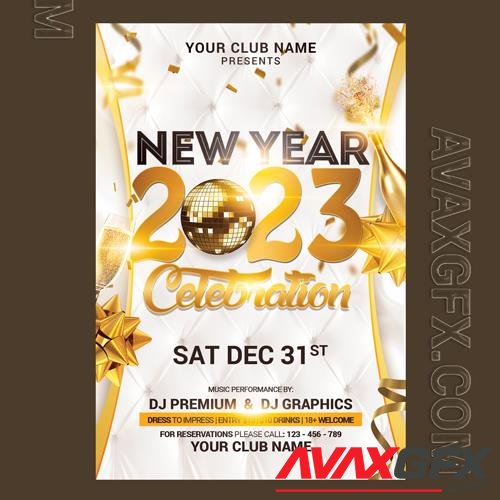 Happy new year flyer 2023 psd editable template