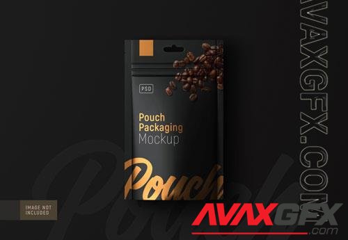 PSD fancy food pouch packaging mockup top view