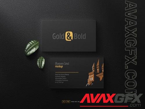 PSD luxury gold foil logo mockup on black business cards