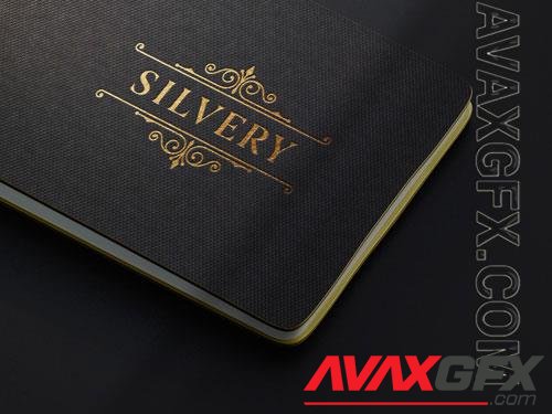 PSD luxury gold logo mockup on black folio cover