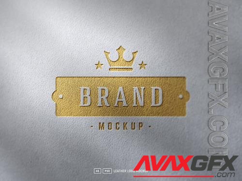 Luxury gold foil debossed logo mockup on white kraft paper