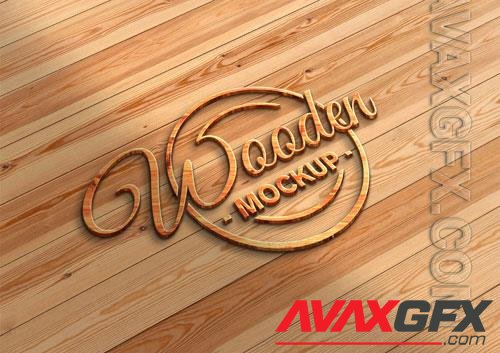 PSD 3d wooden logo mockup