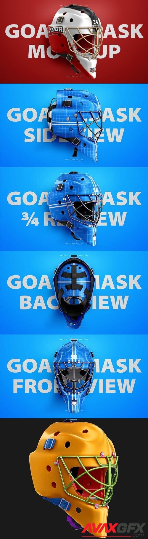 Hockey Goalie Mask Mockup Templates