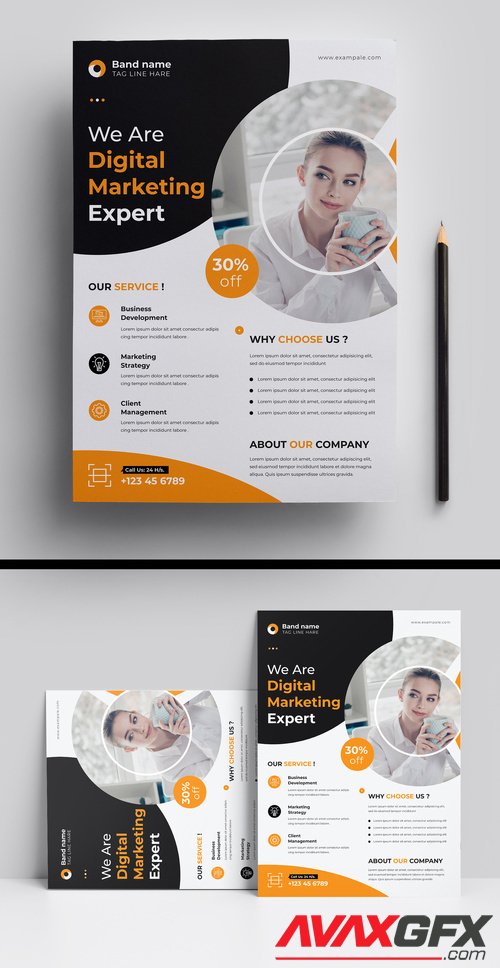 Adobestock - Business Flyer Layout with Colorful Accents 525397807