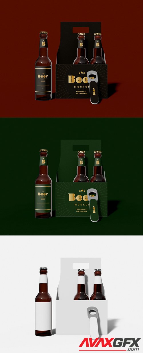 Adobestock - Front View of Beer Bottles Packaging Mockup 527709082
