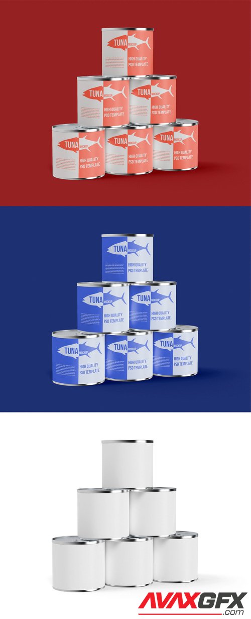 Adobestock - Six Stacked Tuna Cans Mockup 527709081