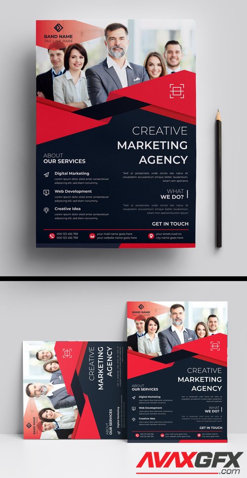Adobestock - Multipurpose Flyer Layout with Red Accent 525397798
