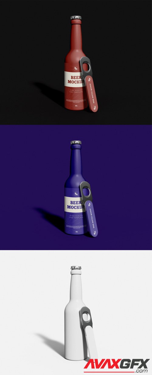 Adobestock - Isolated Beer Bottle with Metallic Opener Mockup 527709067