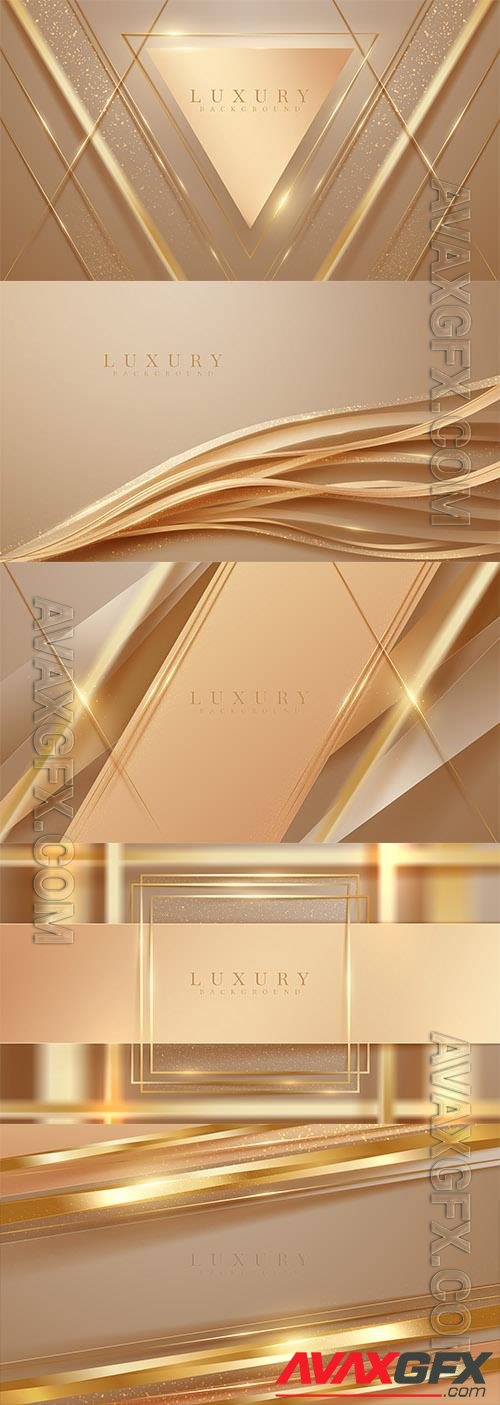 Vector abstract diagonal golden lines with brown luxury background