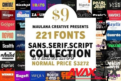 Font Collection Bundle - 221 Premium Fonts