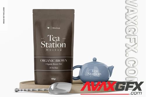 PSD tea pouch packaging mockup front view