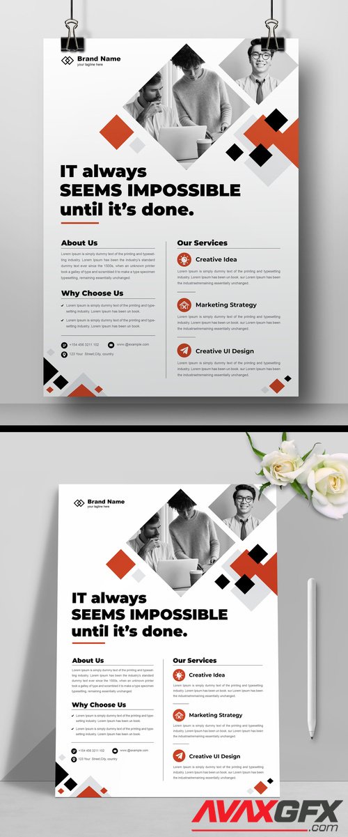 Adobestock - Corporate Flyer Layout with Red Accents 516807205