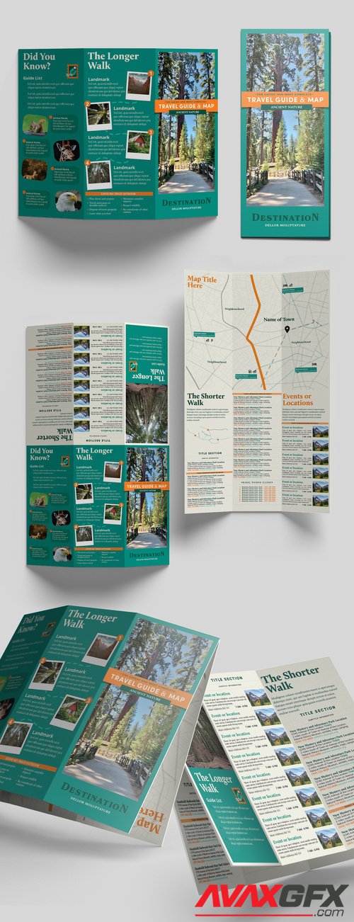 Adobestock - Travel Guide & Map Half Trifold Brochure 516622106