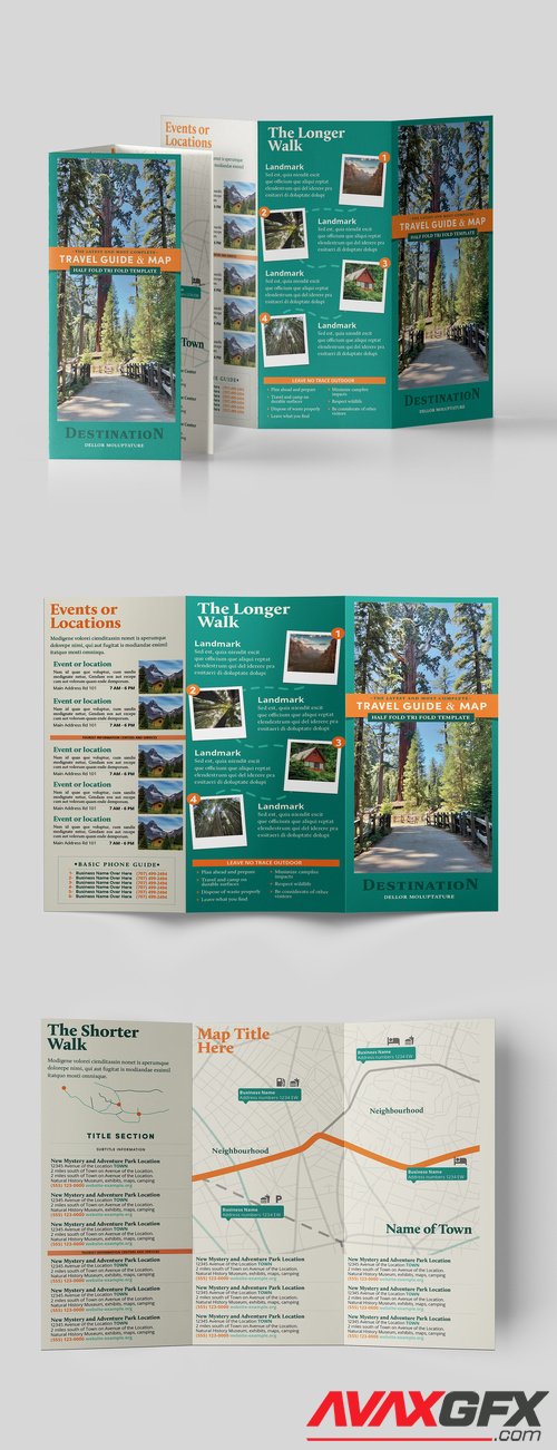 Adobestock - Travel Guide & Map Trifold Brochure 516622103