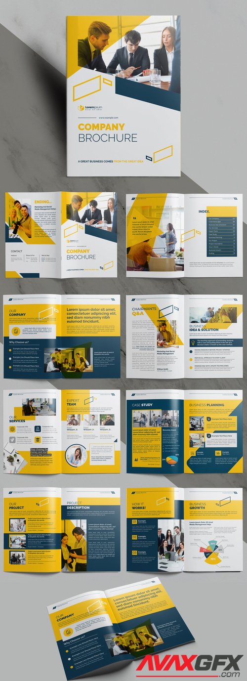 Adobestock - Clean Project Brochure with Yellow & Dark Accents 504455204