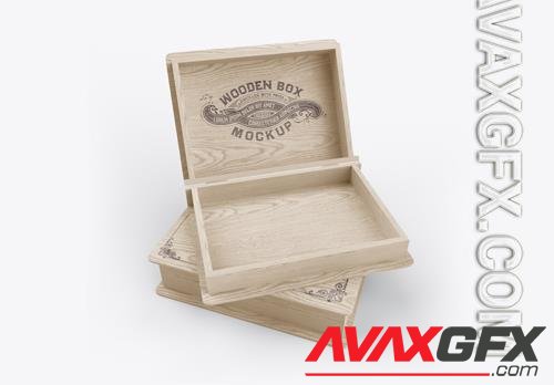 PSD opened wooden box mockup 3d render