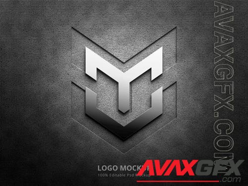 3d silver logo mockup and emboss logo mockup PSD