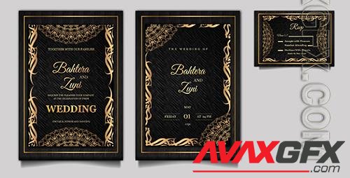 PSD luxury elegant wedding invitation set