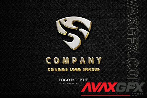 PSD luxury chrome sign wall logo mockup