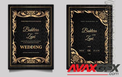 PSD luxury vintage wedding invitation set