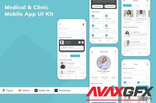 Medical & Clinic Mobile App UI Kit PMT5LCT