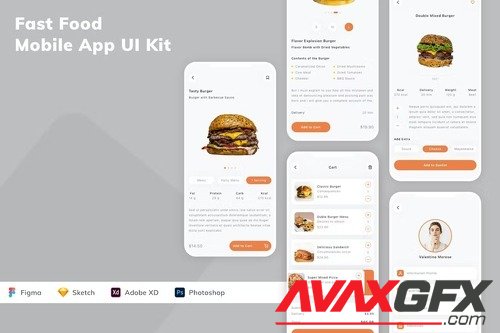 Fast Food Mobile App UI Kit 39V596T